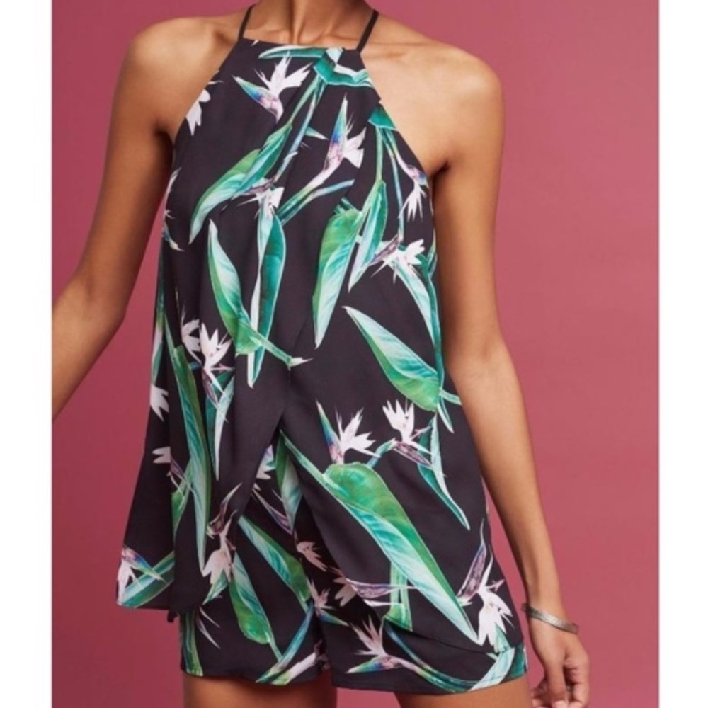 NWOT Anthropologie Greylin Palm-Printed Romper